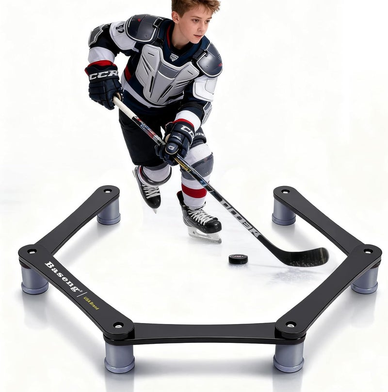 Baseng Hockey Stick Handling Trainer | Adjustable Hockey Training Equipment for Puck Control, Hand-Eye Coordination & Reaction Time | Portable On/Off Ice Trainer for All Ages,5/7 Sections - Image 1
